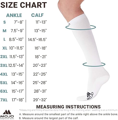 Miniatura 3 de Mojo Compression Socks 5XL - Medio soporte hasta la rodilla - 15-20mmHg blanco XXXXX-Large