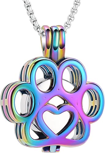 Miniatura 67 de Oinsi Joyería de Cremación de Mascotas Para Cenizas Para Perro/Gato con Forma de Pata de Acero Inoxidable Medallón Conmemorativo Collar de Urna Mini