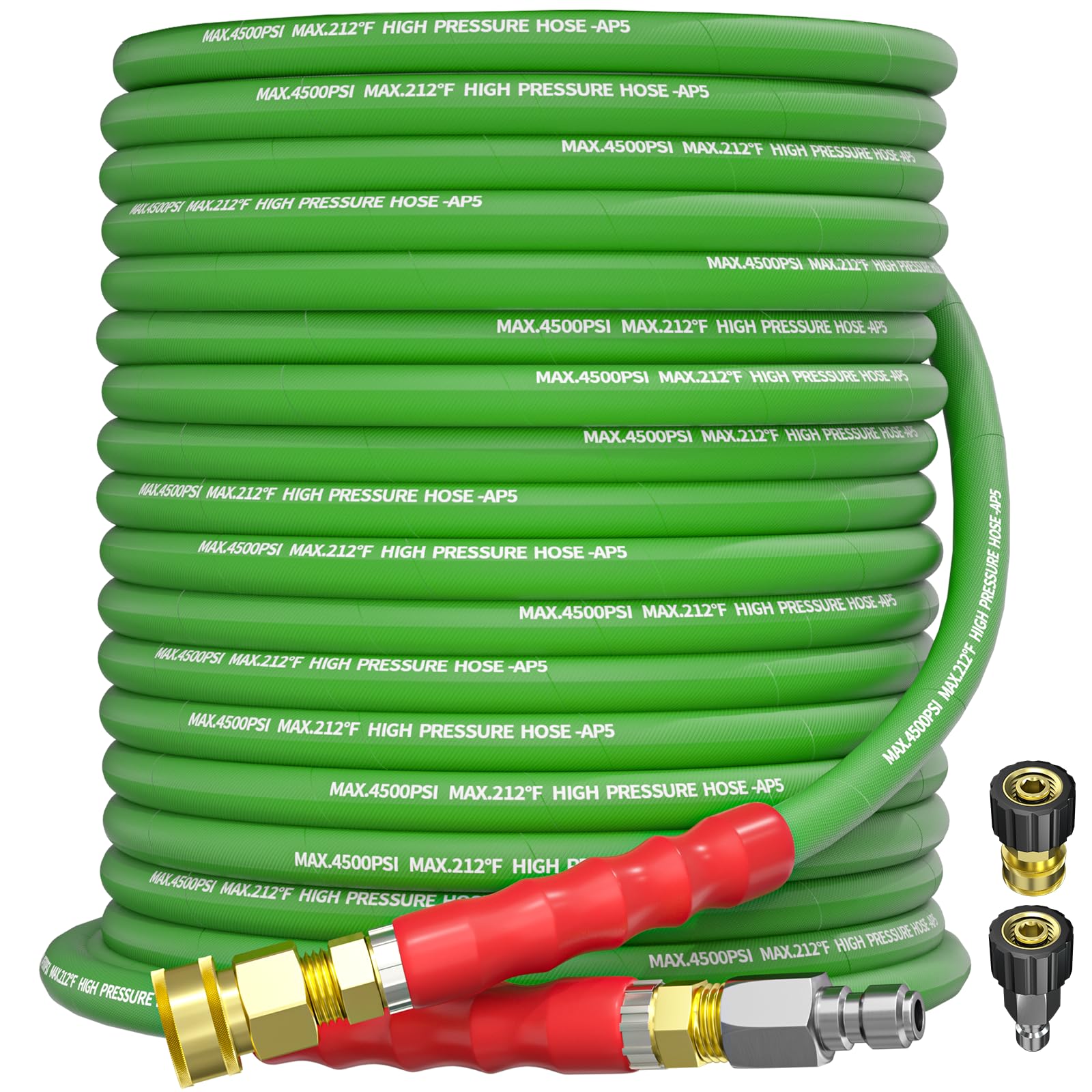 TechSweepPro 75FT Pressure Washer Hose 3/8" 4500PSI Kink Resistant