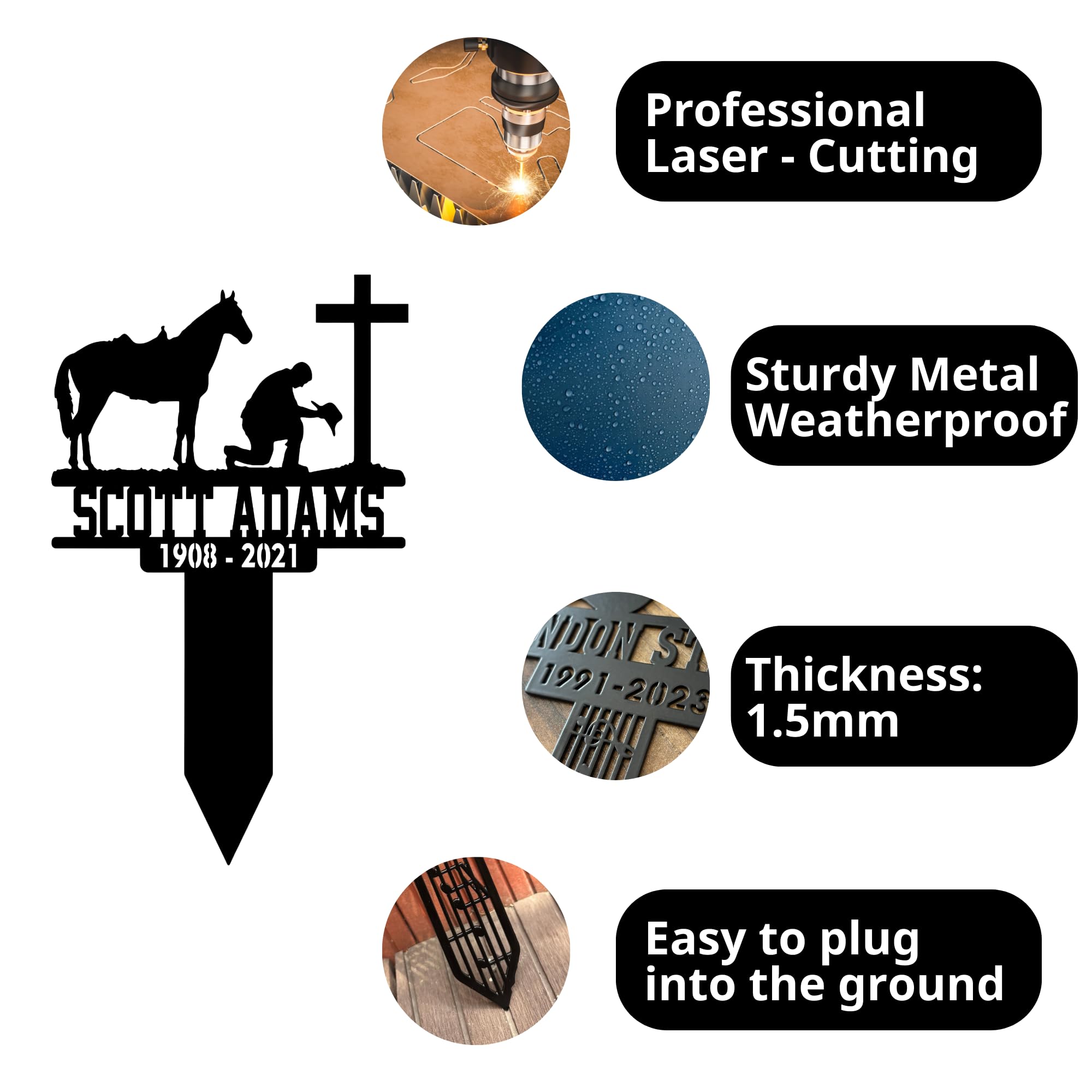 Personalized Grave Marker For Dad, Cowboy Memorial Plaques, Western Cowboy Metal Stake For Outdoor, Texas Cowboy Sympathy Gifts, Cowboy Bereavement Garden Remembrance Spot Sign