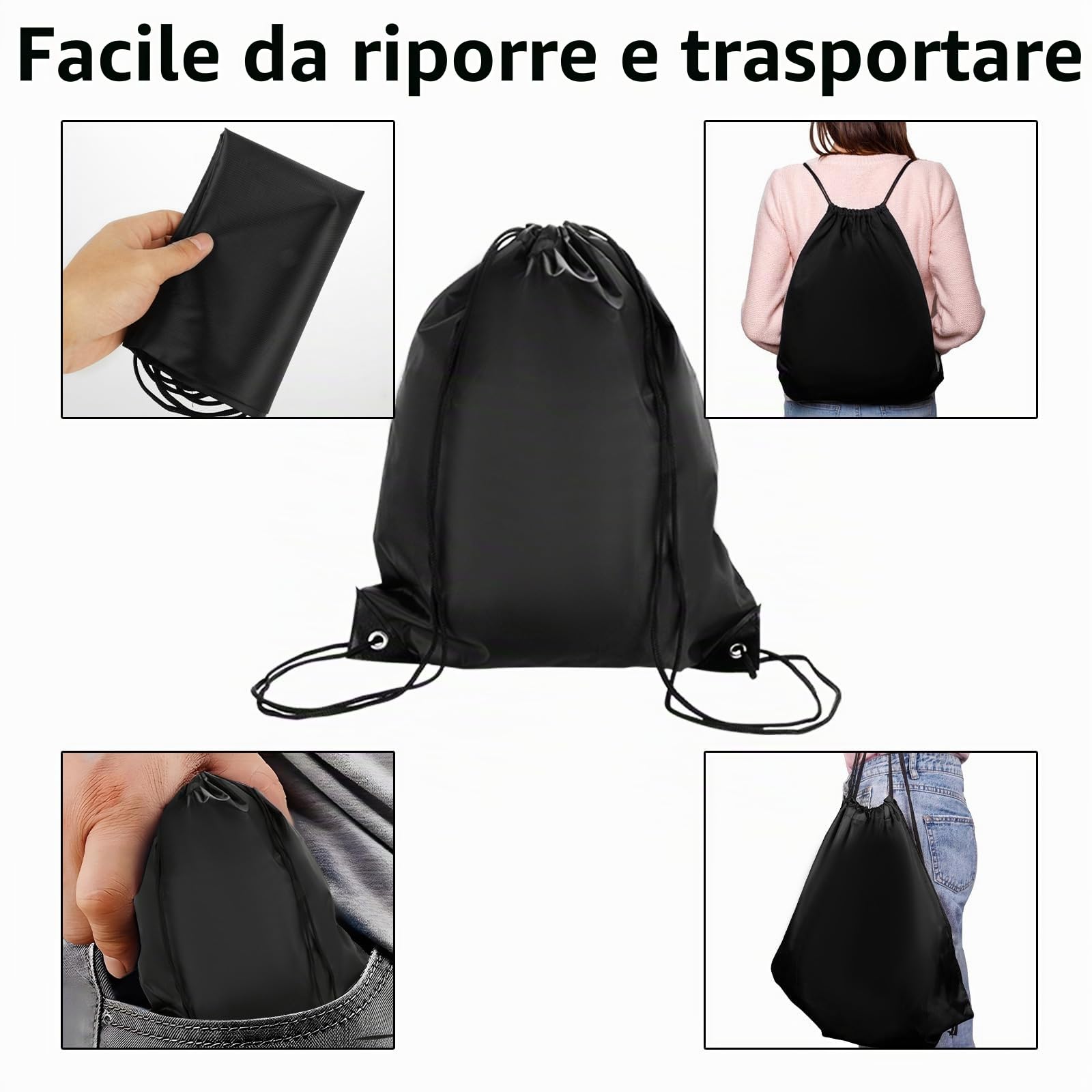 DAJAVE 20 Pezzi Sacca da Palestra con Coulisse, Sacca Zaino Sportivo in Nylon, sacca sportiva con coulisse, impermeabile Borse con Corda da Palestra Disegna Borsa Sportiva
