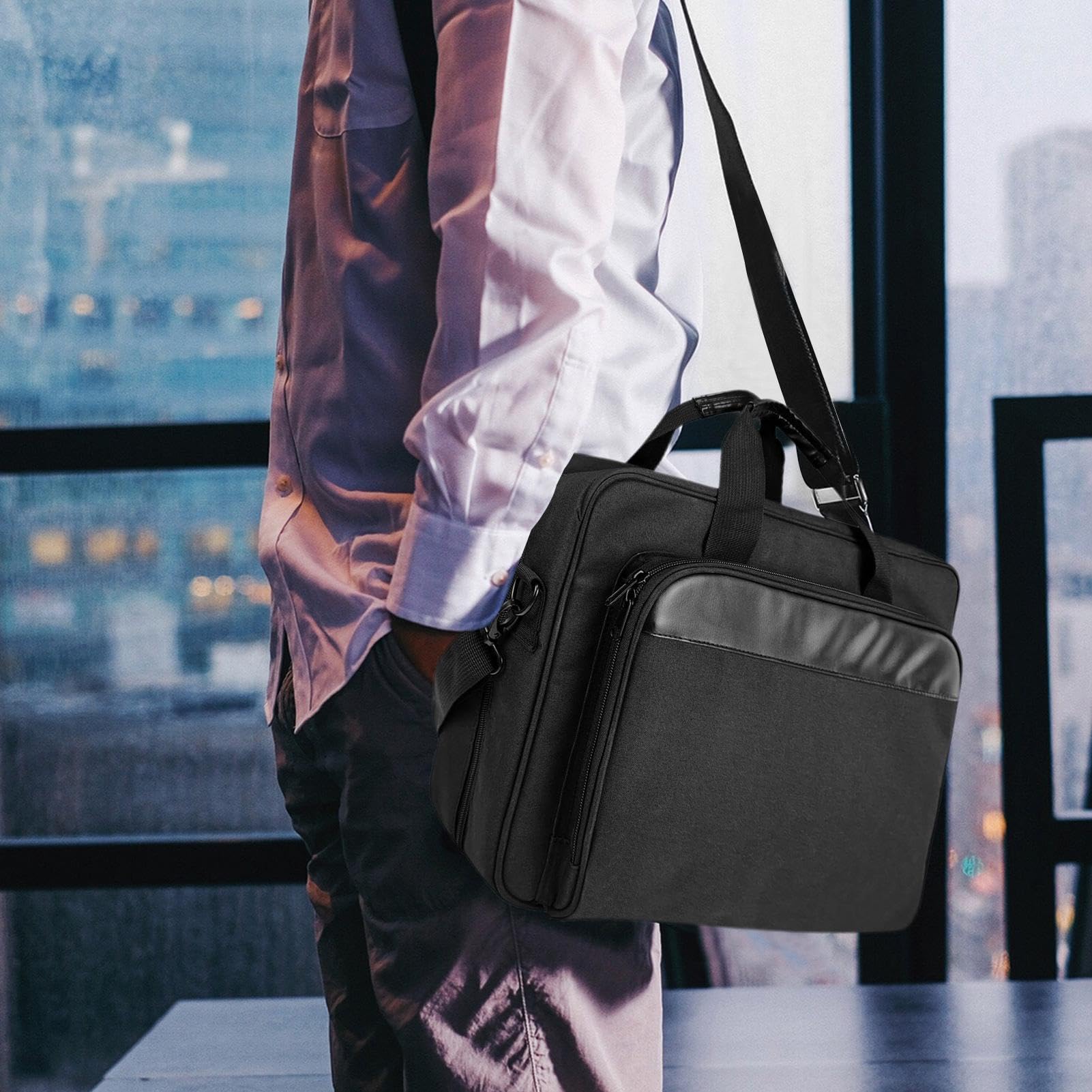 Damen Herren Aktentasche Laptoptasche Laptoptasche Gepolsterte Mobile | Drucker Tragetasche mit Schulter & Trolley Gurt Anpassbare Drucker Tragetasche Große Kapazität Laptop Aufbewahrungstasche Lap