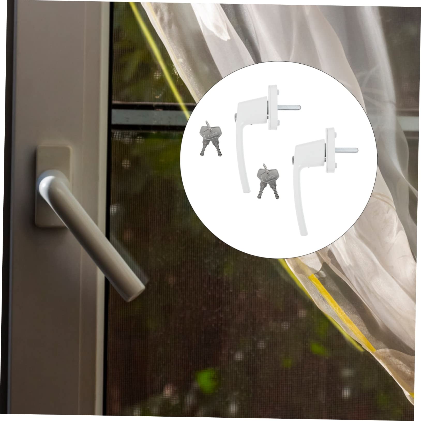 Operitacx 2 Sets Poignées de Fenêtre en Alliage D'aluminium Clés, Verrouillables, Design Simple, pour Portes et Fenêtres Couleur Aléatoire