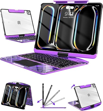Auupgo Wireless Keyboard Case for iPad Pro 13" With 360° Rotating Stand