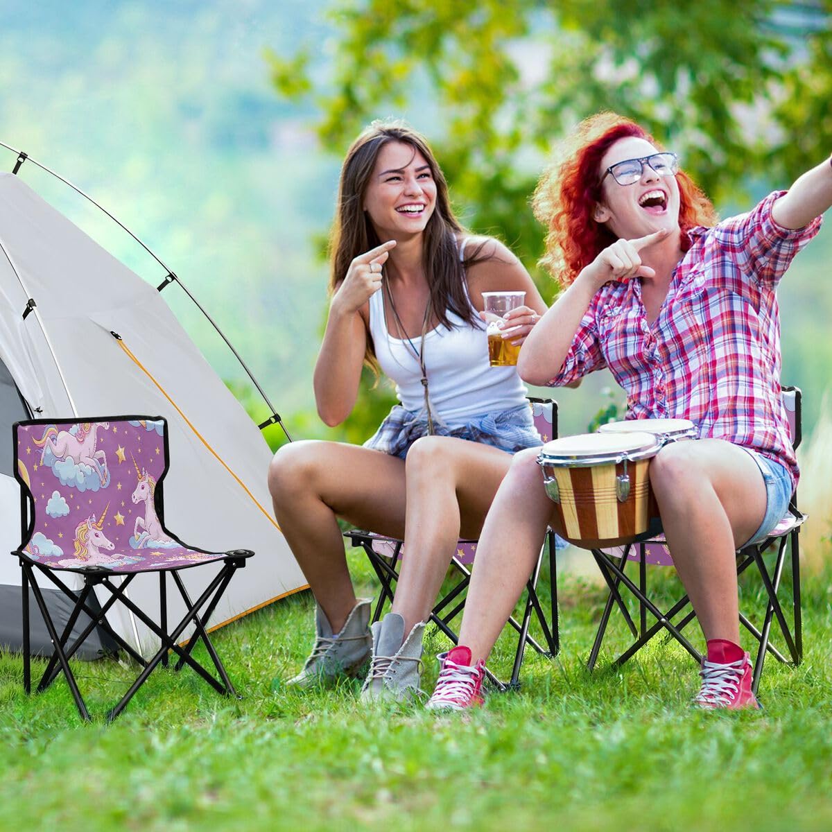 campingstuhl einhorn JUMBEAR Schöner Einhorn-Klappstuhl für Erwachsene und Kinder, leicht, faltbar, geeignet für den Außenbereich, Stühle für Strand, Rasen, Camping, DC Compressor (DC Comp) CME Internal ID : P-001888606 Größe:56-59 cm
