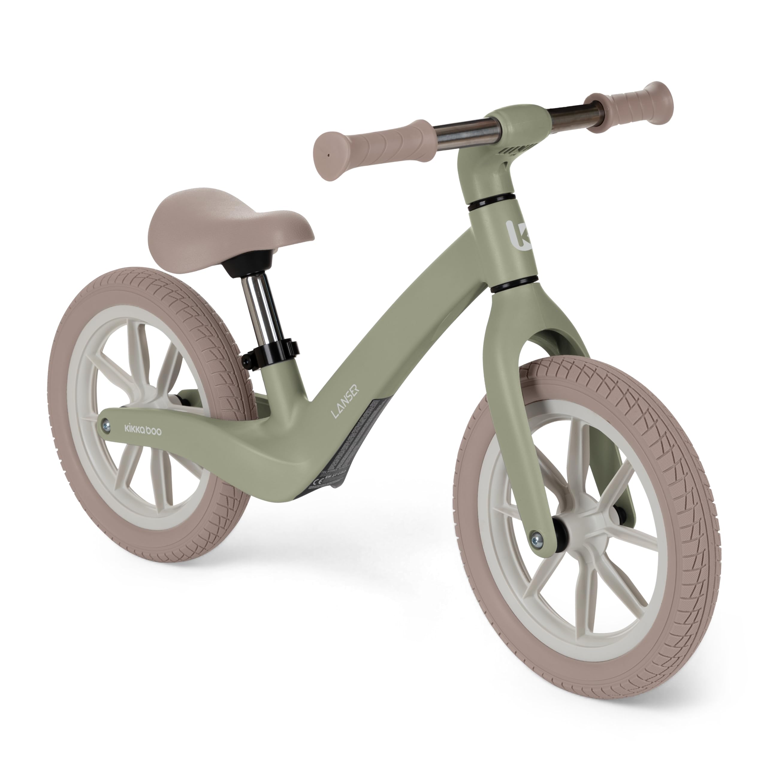 KikkaBoo Bicicletta Senza Pedali 3 Anni LANSER, Bici Senza Pedali 3-6 Anni, Pronta All’uso, Facile da Guidare e Trasportare, Aiuta l’equilibrio, Cresce Con il Bambino, Verde militare
