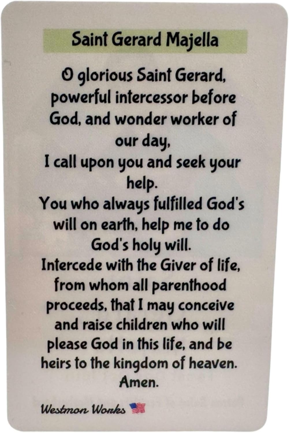 Westmon Works St Gerard Medal Set Italian Metal Pendant with Patron Saint of Fertility and Motherhood Prayer Card Made in the USA - Image 3