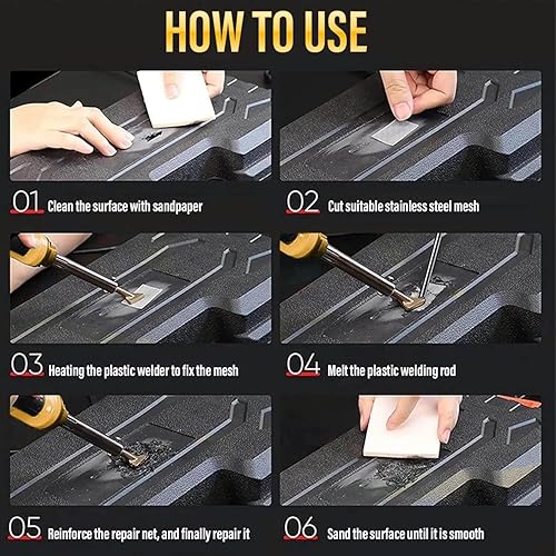 Miniatura 6 de Soldador de plástico de 220 W, 1200 grapas, 40 varillas de soldadura, kit de soldadura 5 en 1, cinta de papel de lija, soporte de malla de alambre,