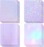 Vista 11 de 36 hojas de papel adhesivo holográfico, película laminada de vinilo transparente para calcomanías autoadhesivas, papel adhesivo de laminación