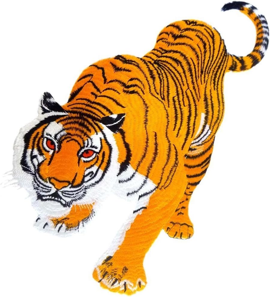 Stalking Tiger Fully Embroidered Biker Motorcycles Vest Iron or sew On Patch Crest Big Patch 8" x 12 1/2" by Wonder Fullmoon