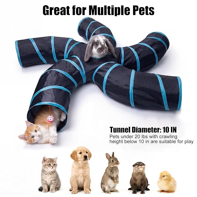 Foto 2 de 8 de Bemodst Túnel para Gatos, 2 vías/3 vías/4 vías/5 vías, Plegable, Juguete para Gatos