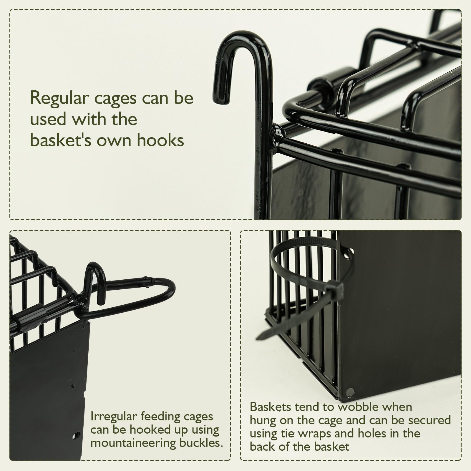 New Upgraded Rabbit Hay Feeder,Comes with Lid to Prevent Critters from Jumping in,Metal Frame Hay Rack with Adjustable Hook,for Rabbits Guinea Pigs Bunny Chinchillas Small Animals (Black) - image 3