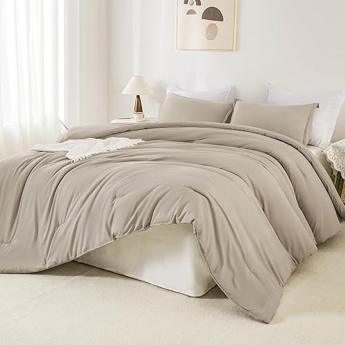 Miniatura 3 de Andency Juego de edredón tamaño Queen de trigo, juego de ropa de cama suave y esponjoso de avena de 3 piezas para hombres y mujeres, juego de cama