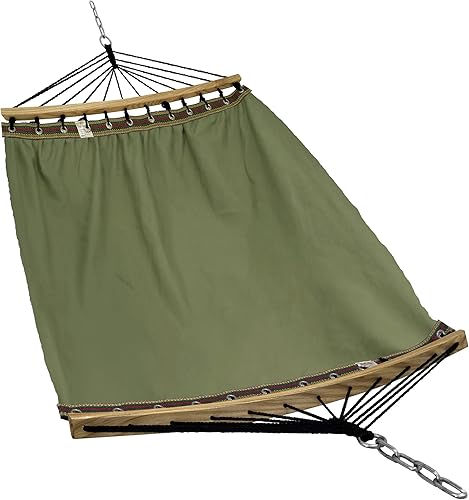 Tranquillo Hamaca doble para 2 personas, lona de algodón, 600 libras, hamaca portátil para acampar con barra separadora de madera maciza curvada