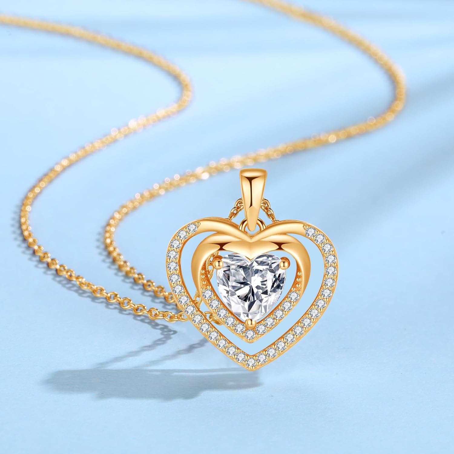 Jrêveinfini 925 Sterling Silver Heart Necklace for Women, Intertwined Hearts with Sparkling Cubic Zirconia, Adjustable Length, Gift for Any Occasion - Image 2