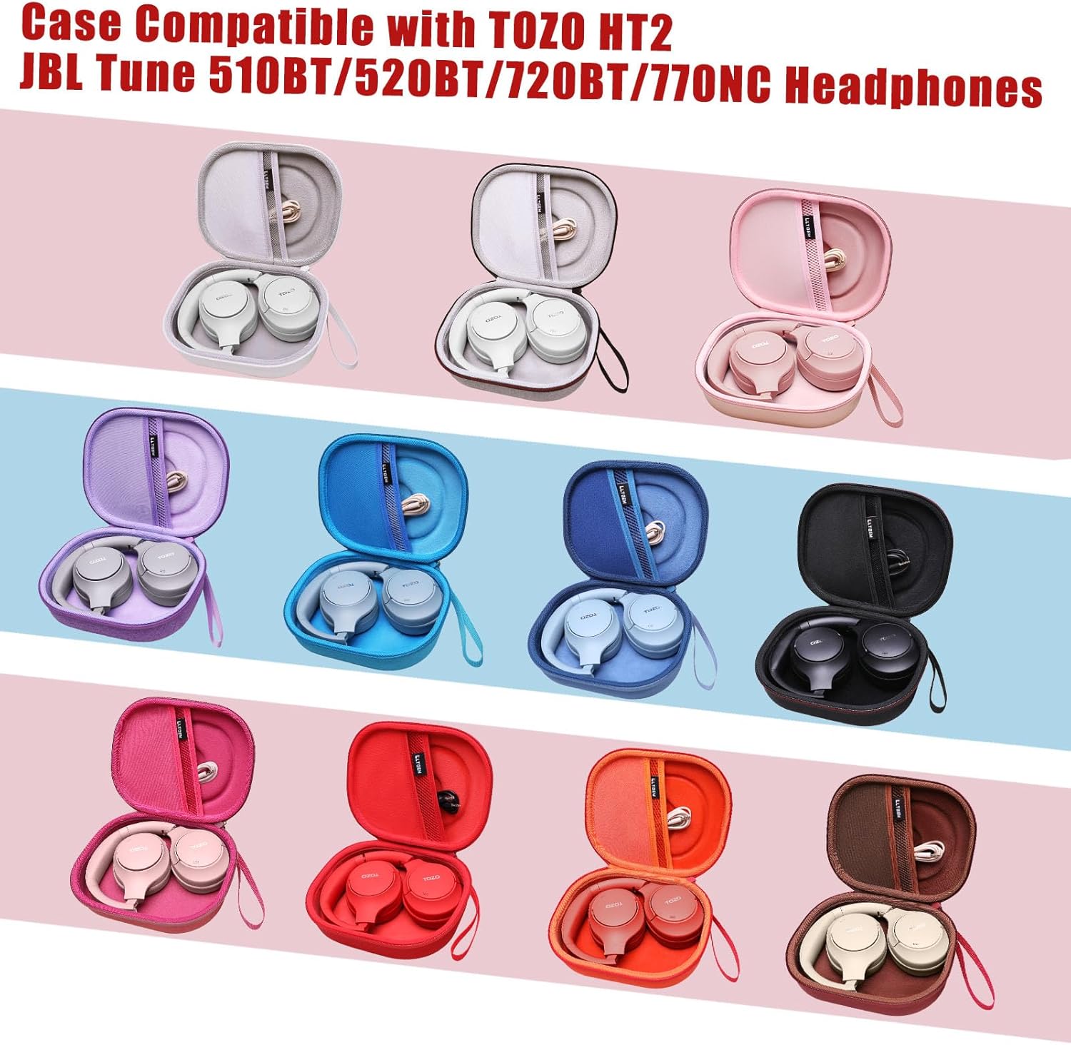 LTGEM Headphone Case Compatible with JBL Tune 510BT/520BT/720BT/770NC & JBL Live 460NC/660NC/670NC/770NC/760NC & TOZO HT2 Wireless Bluetooth Over-Ear Headphones, Rose Gold(Case Only) - Image 7