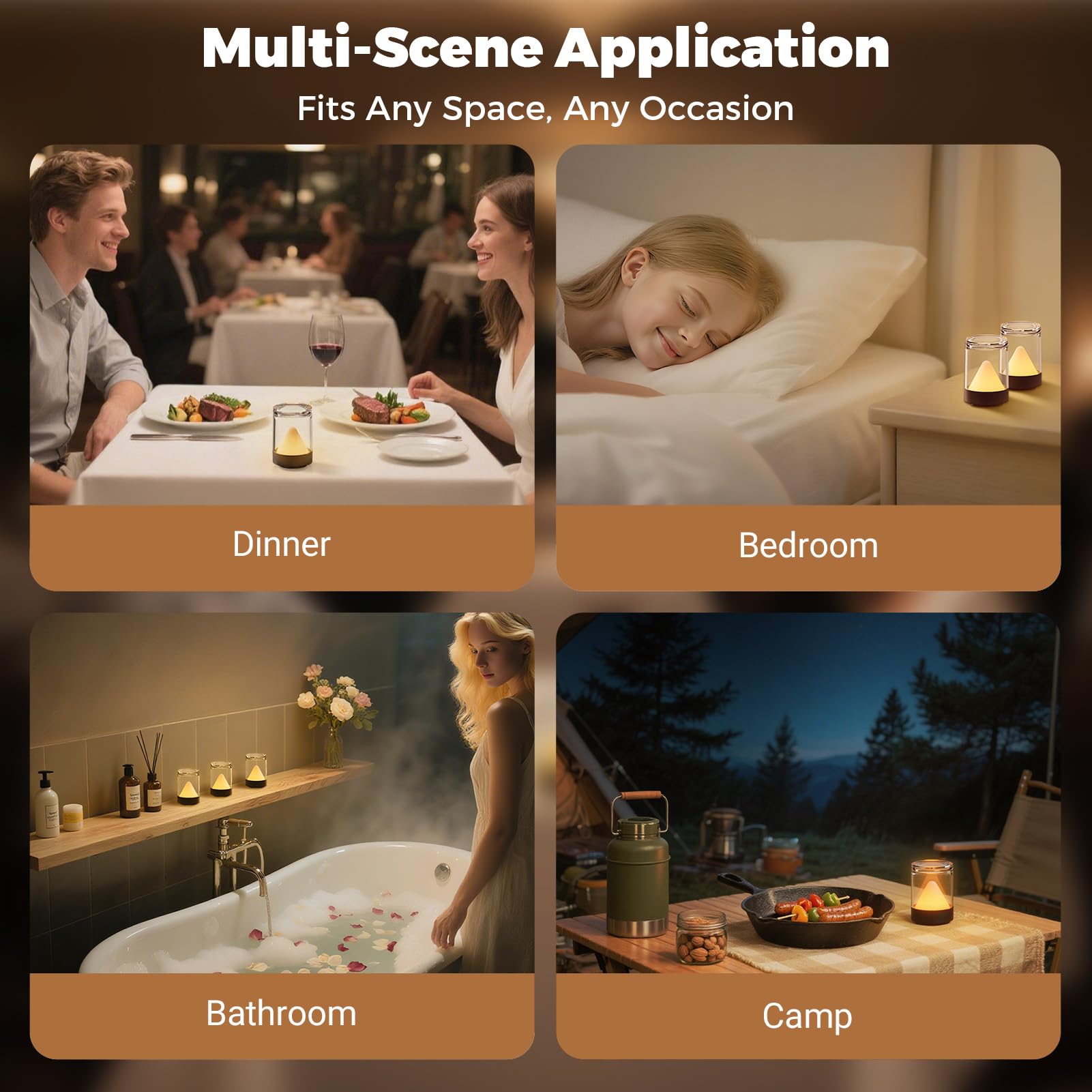 uuffoo Mini Rechargeable Night Lights with Charging Base 4-Pack Small Transparent Shower Table Lamps with 7 RGB Color — view 7