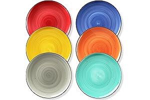 Yedio 8.9 Inch Round Plates | Six-Piece Hand Painted Porcelain Appetizer Plates