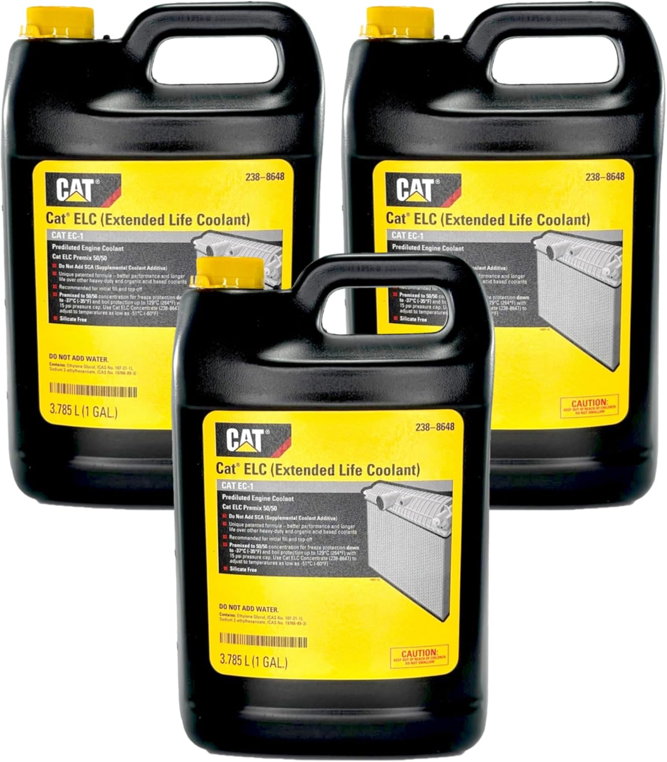 CAT 238-8648 Extended Life Coolant 50/50 Premix, Red - 1 Gallon Jug (Pack of 3)