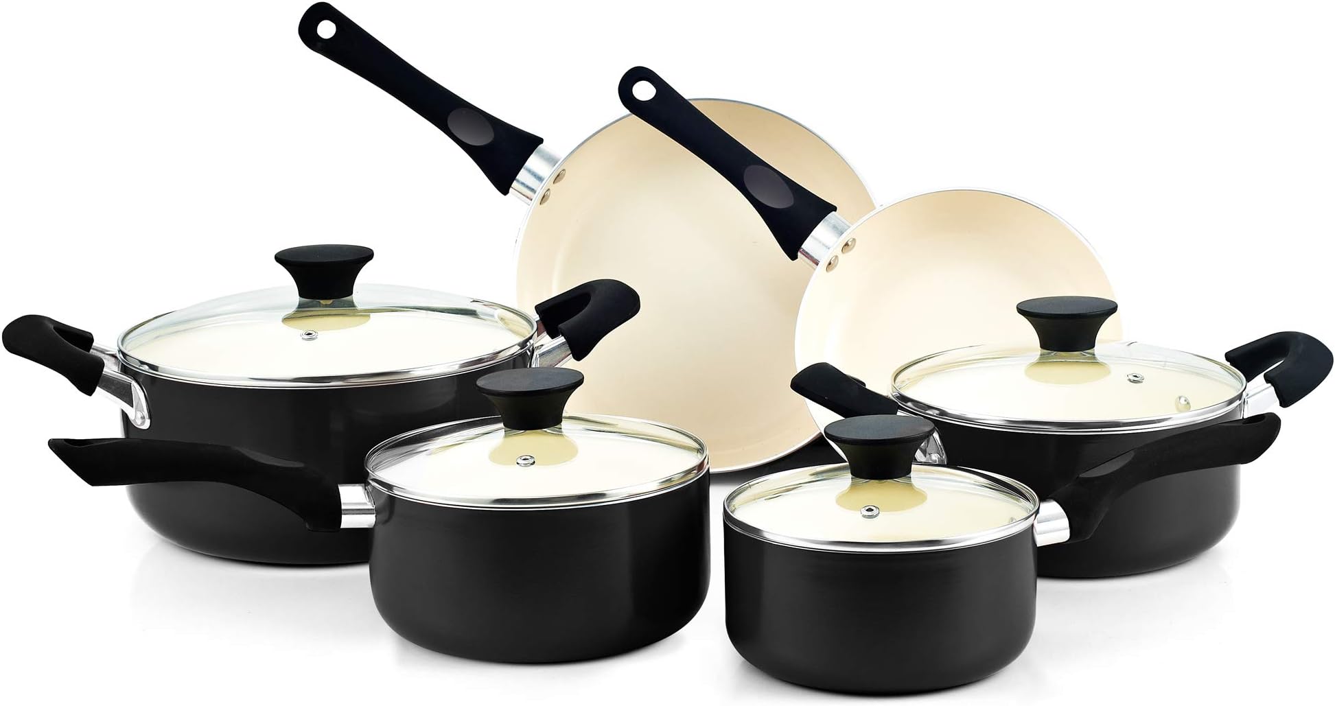 Cook N HomePiece Nonstick Ceramic Coating Cookware set 10-Piece 02414