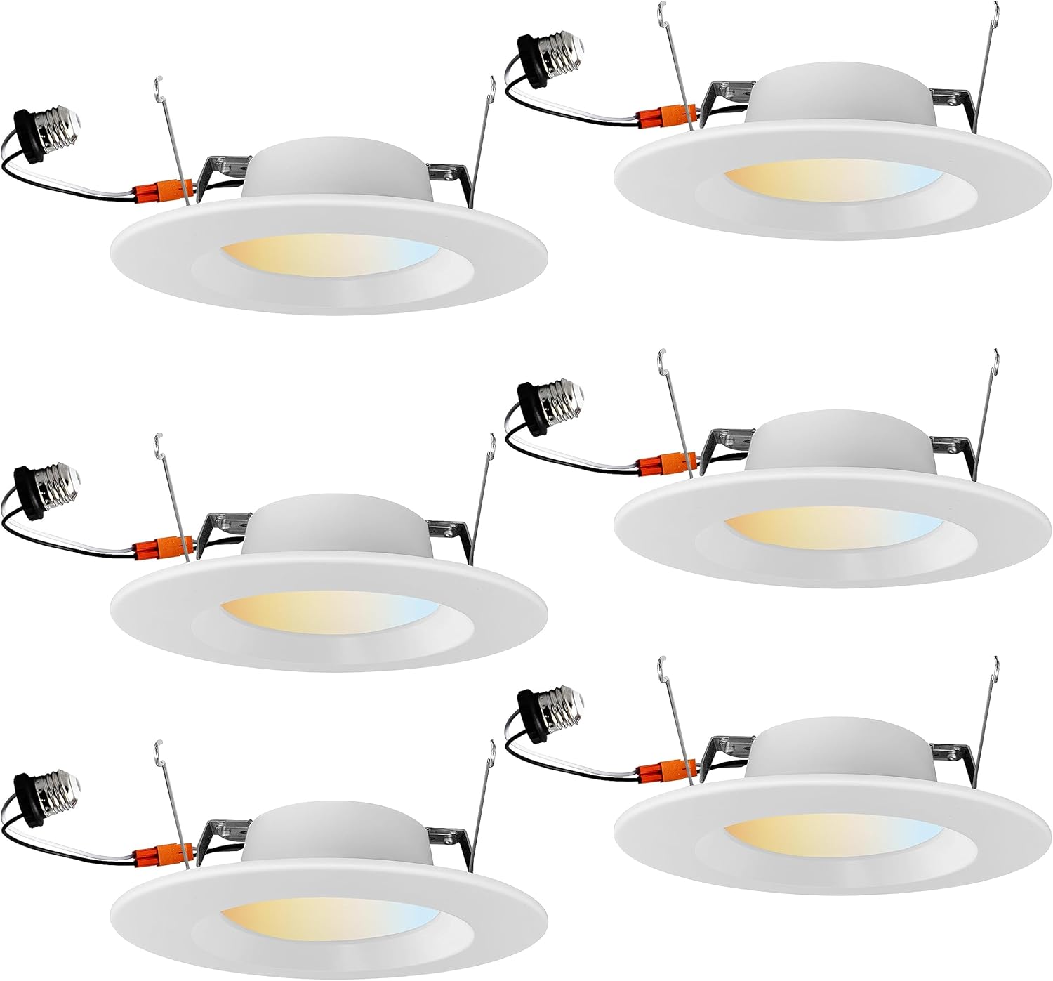 Sunlite 41739 4-Inch Retrofit Recessed Downlight, 10W (60W=), 700 Lmns, Color Selectable 27K/30K/35K/40K/50K, 90 CRI, Dimmable, ETL Listed, White, for Entryways, Hallways & Residential Use, 6-Pack