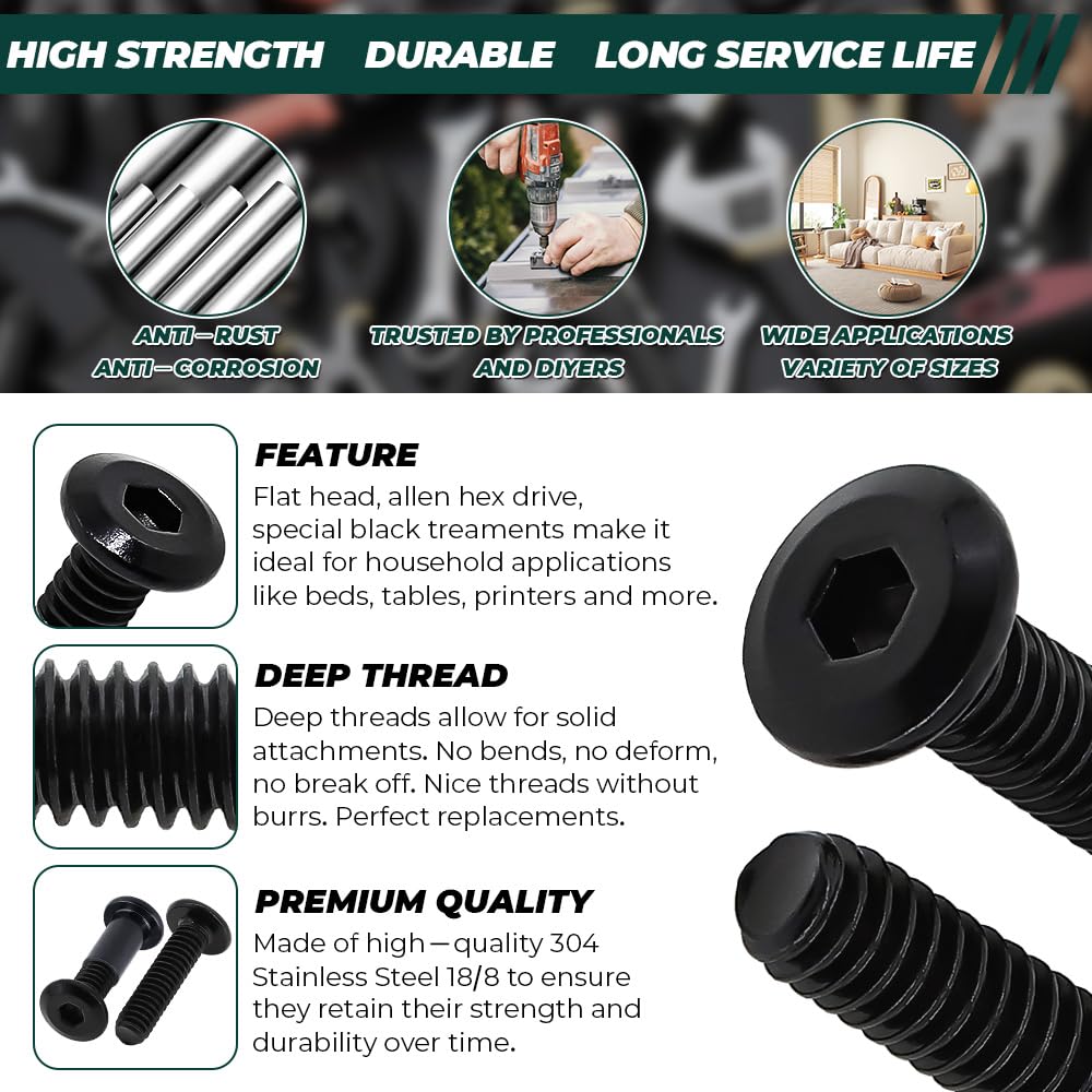 M6 Stainless Steel Binding Screws & Nuts - Black -4