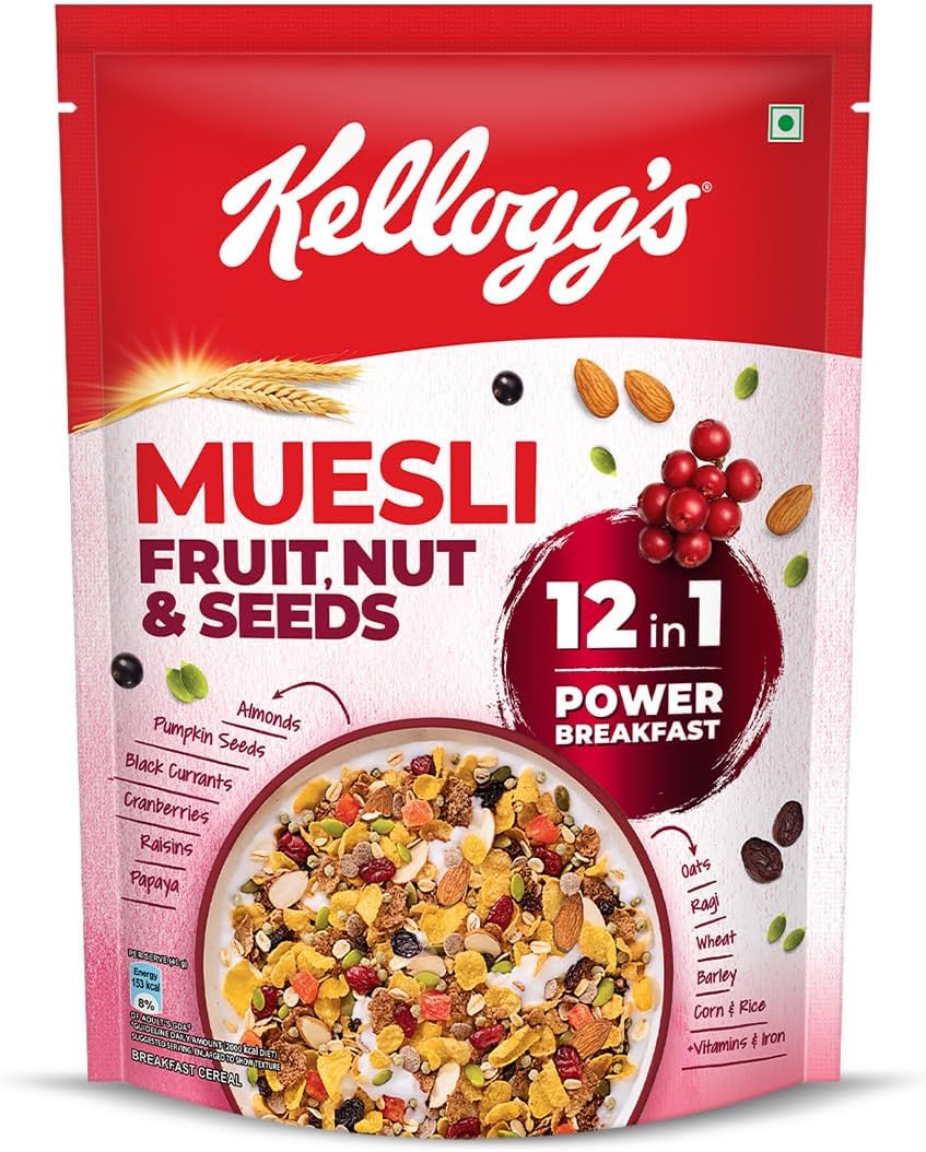 Kellogg's Muesli Fruit Nut & Seeds | 12-In-1 Power Breakfast | India'S No 1 M...