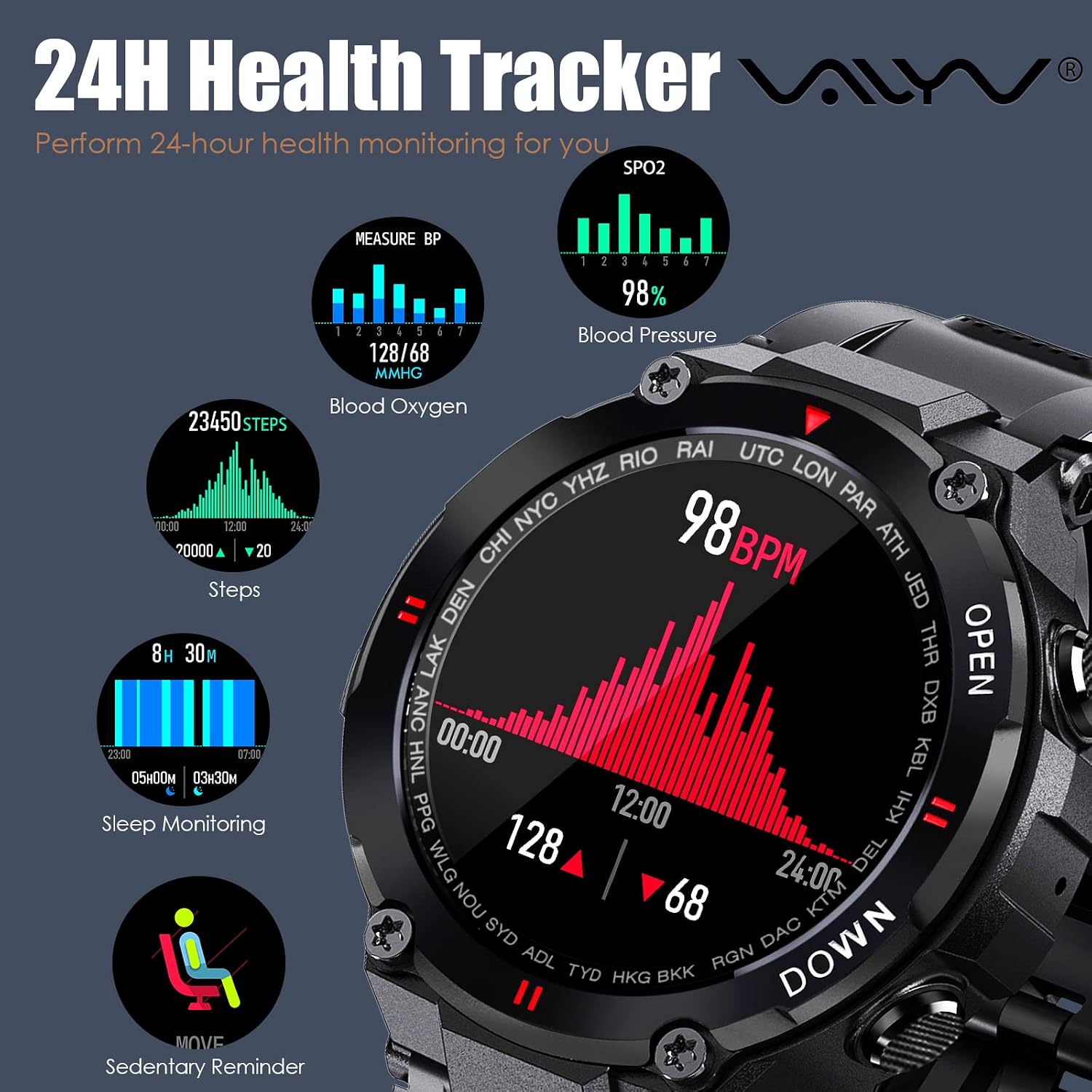 Smart Watch for Men with Call Answer/ Dial, Military Smartwatch with Heart Rate Blood Oxygen Monitor Sleep Tracker Message Reminder Waterproof Pedometer Fitness Tracker for iOS Android Phones