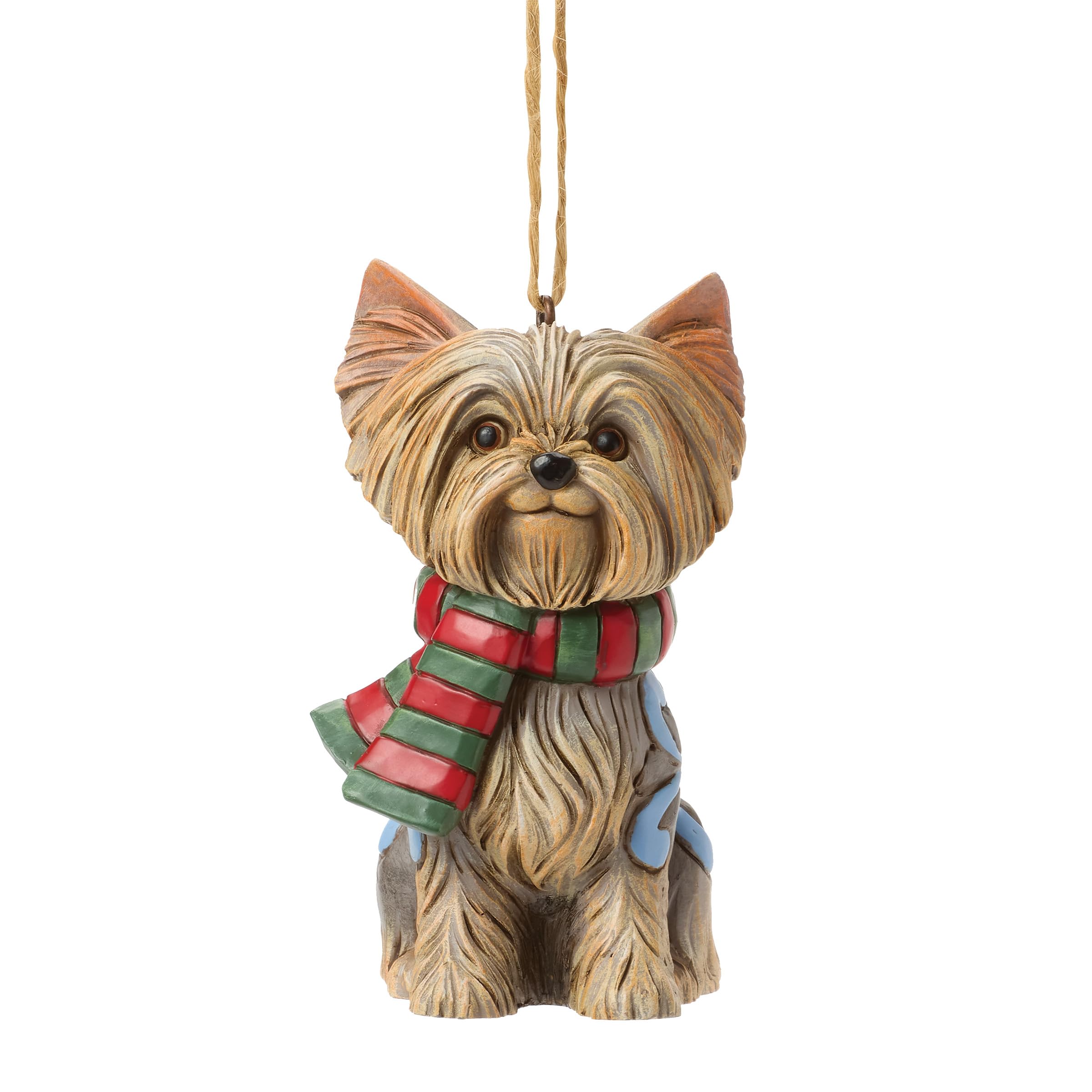 Enesco Jim Shore Heartwood Creek Christmas Yorkshire Terrier Dog Hanging Ornament, 3.5 Inch, Multicolor