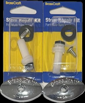 Two Pack - Complete Valve Repair Kits with Chrome Handle to replace BrassCraft BCSR01 Multi Turn Valve Stem Repair Kit and Chrome Handle R15-10T-C
