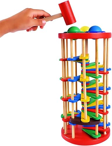 Miniatura 2 de Deluxe Knock, Pound and Roll - Torre de juguete de madera con martillo - Juguetes educativos para niños pequeños, torre de madera para golpear