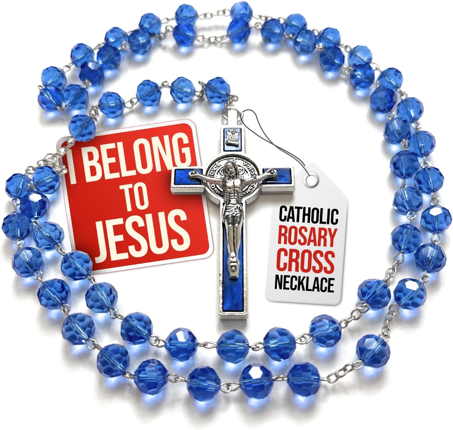 Genuine Made in Italy Rosary apostolic Blessing Pope Leo XIV Saint Benedict Medal Cross perfect for car mirror Rosarios catolicos para hombre Patron of Students Christian Values