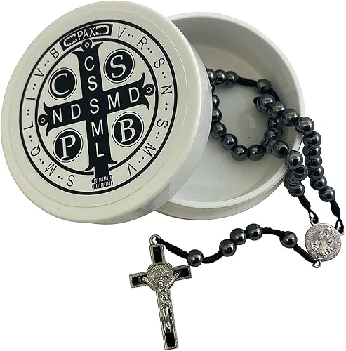 Miniatura 2 de Westmon Works Rosario de San Benito con cuentas metálicas de hematita y funda protectora, Metal, No es una piedra preciosa