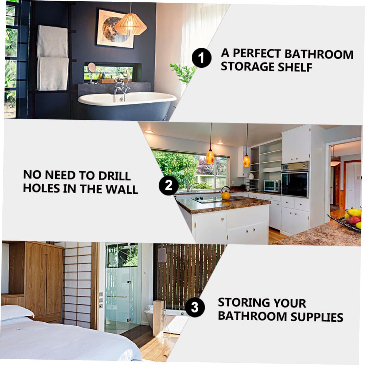 Unomor 1Set Hanging Bathroom Wall Shelf Organizer No Drilling Toilet Rack for Easy Storage for Bathroom Kitchen Living Room Supports Up to Versatile Adhesive Design