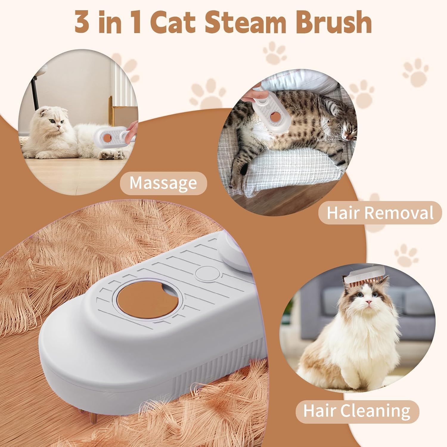 4 in 1 Cat Steam Brush for Shedding Rechargeable Dog Steamy Brush, Anti-Static Steam Pet Brushing, Massage, Cleaning - Image 4