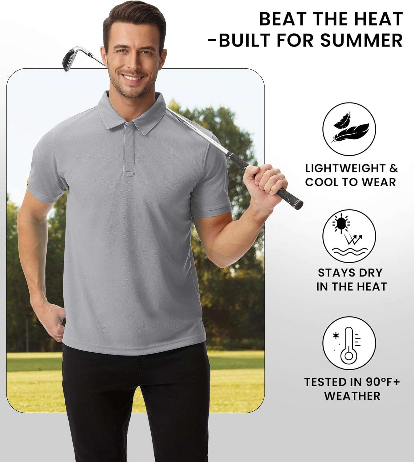 V VALANCH Mens Polo Shirts Short Sleeve Moisture Wicking Golf Polo Athletic Collared Shirt Tennis T-Shirt Tops