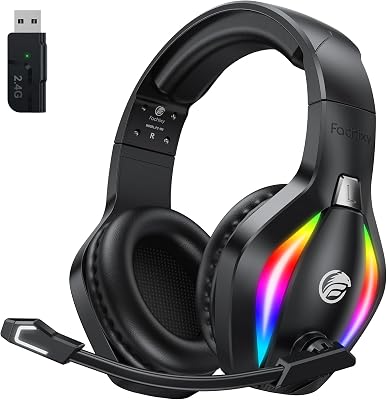 💎 70% MEGA DEAL! Fachixy Gaming Headset Wireless für PS5, PS4, PC, Mac, Laptop Switch Mobile, 2.4GHz Geringe Latenz Und Bluetooth, Kabelloses kopfhörer mit Mikrofon Immersive Stereo Sound, 50H Akku, RGB Beleuchtung