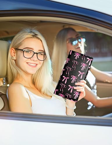 Vista 25 de Mymazn Soporte para registro y seguro de automóvil, organizador de cuero sintético con cierre magnético, soporte para documentos de automóvil