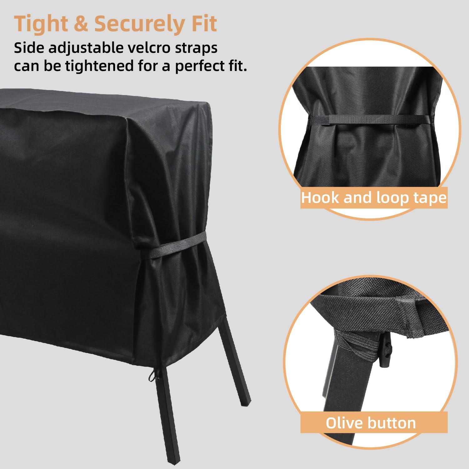 Grill Cover for Blackstone 22-inch 17-inch Grill with Hood and Brackets, Heavy Duty Waterproof Grill Grill Cover for Outdoor Grilling (Hood Only), buckle, FS-FA1722D