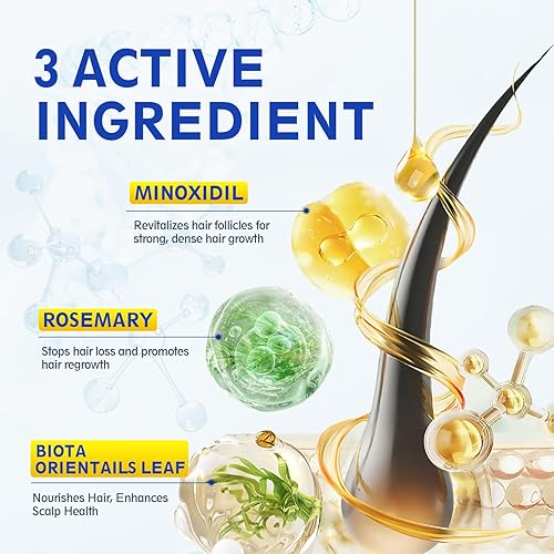 Miniatura 6 de 5% de minoxidil con biotina, tratamientos de pérdida de cabello para mujeres y hombres, tratamiento de regeneración del cabello, aceite de suero de