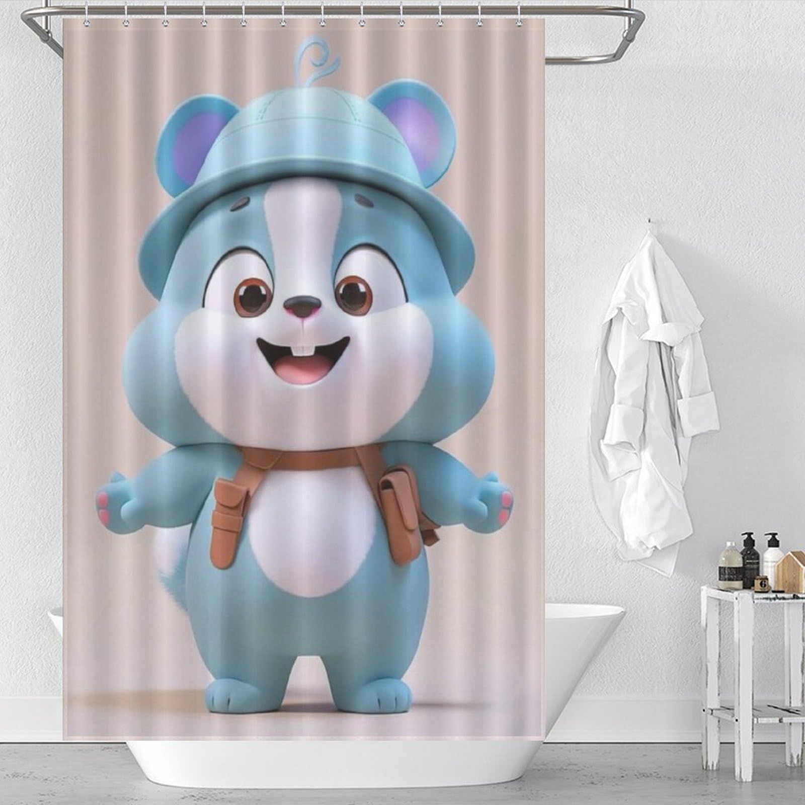 Rideau de douche lapin rideau de baignoire imperméable tissu polyester lavable salle de bain