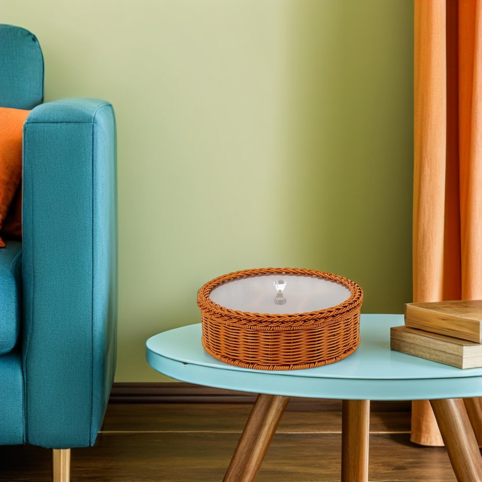 TOYANDONA Panier à Noix Compartimenté en Plastique Transparent, Plateau de Service Multi-usages, Design Tressé la Main, pour Salon et Bureau, Plateau Snacks et Fruits Secs Pratique