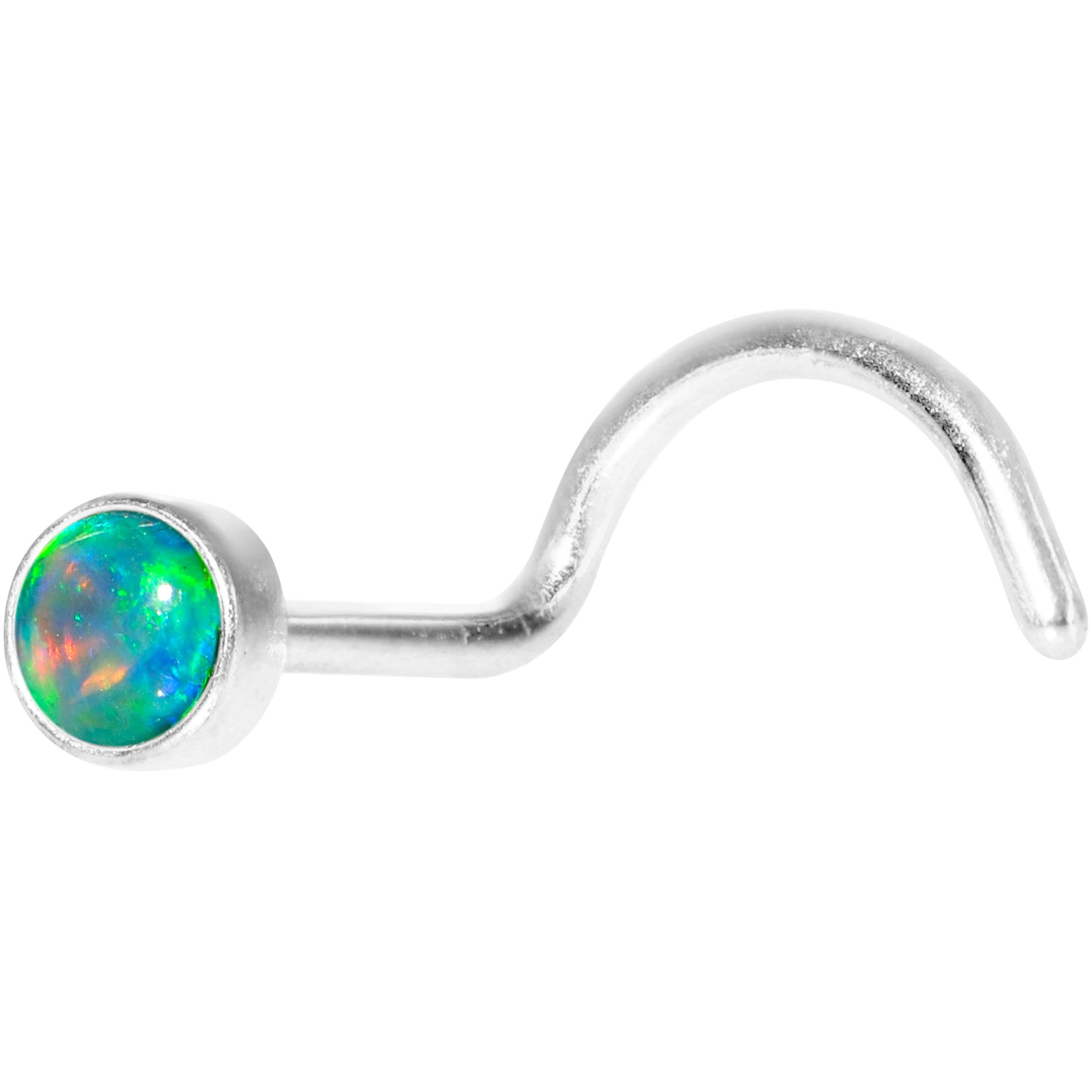 Body Candy Steel 3mm Synthetic Opal Press Fit Left Nose Stud Screw 20 Gauge 1/4"