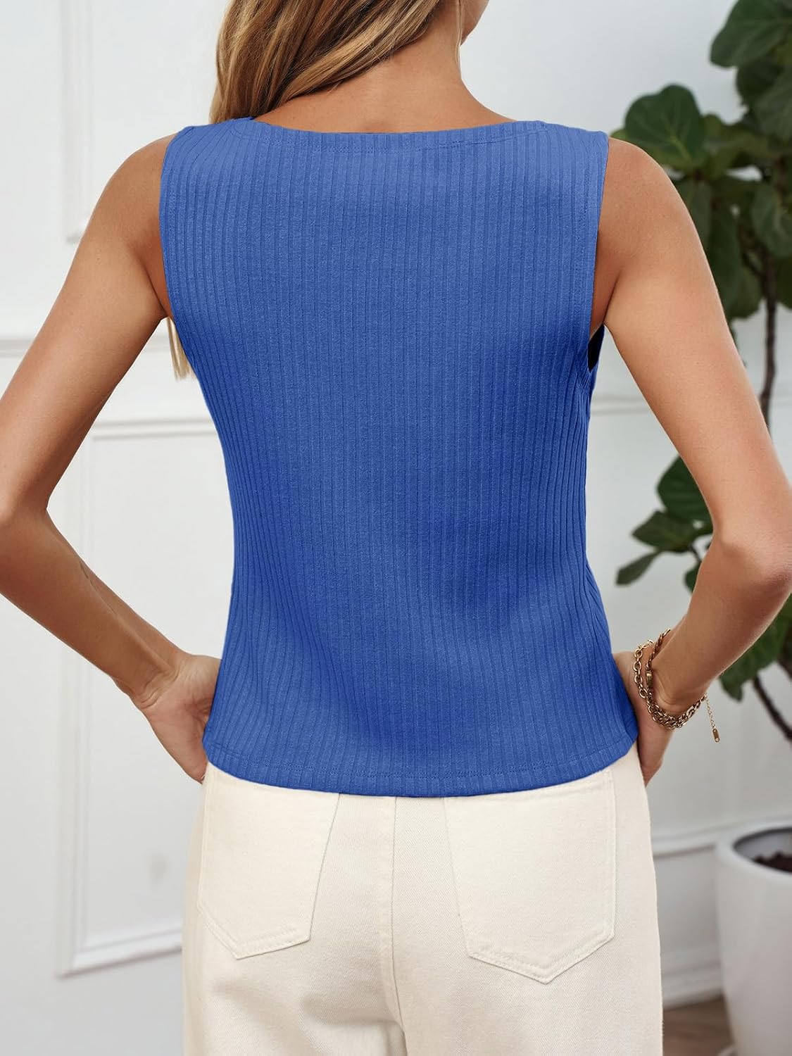 Tankaneo Womens Button Down Ribbed Tank Tops Cropped Cute Y2k Vest Tops Summer Going Out Outfits - Image 5