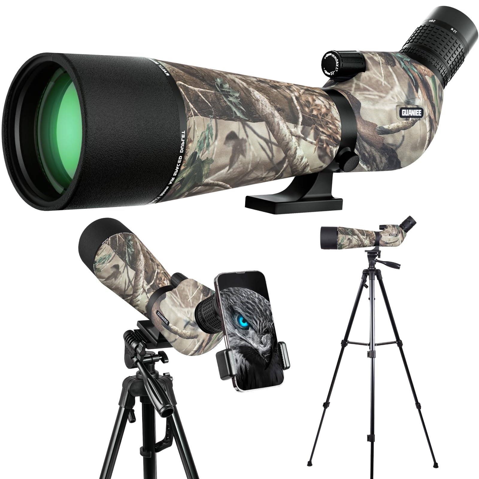 25-75x80 Spotting Scope for Target Shooting with Upgraded Tripod Carrying Bag and Phone Adapter Spotter Scope for Bird Watching, Wildlife Viewing Camo
