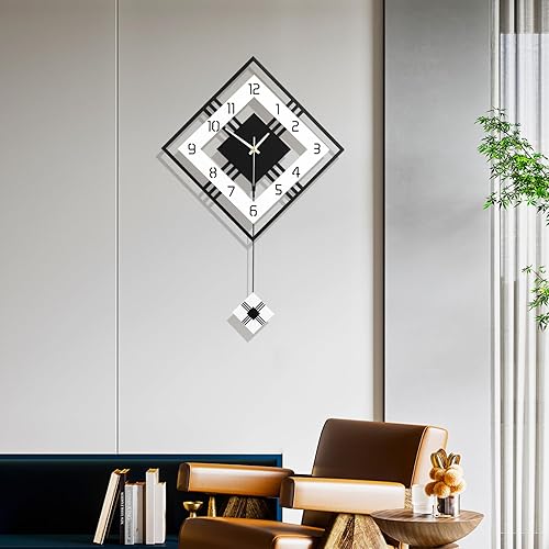 FLEBLE Relojes de pared grandes modernos para decoración de sala de estar, reloj de pared decorativo silencioso, funciona con pilas, sin tictac,