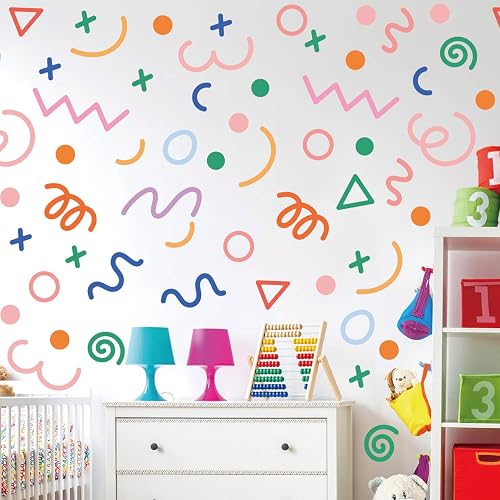 200 Pcs Geometric Wall Stickers (Irregular Lines/Triangles/Dots) - 10 Sheet