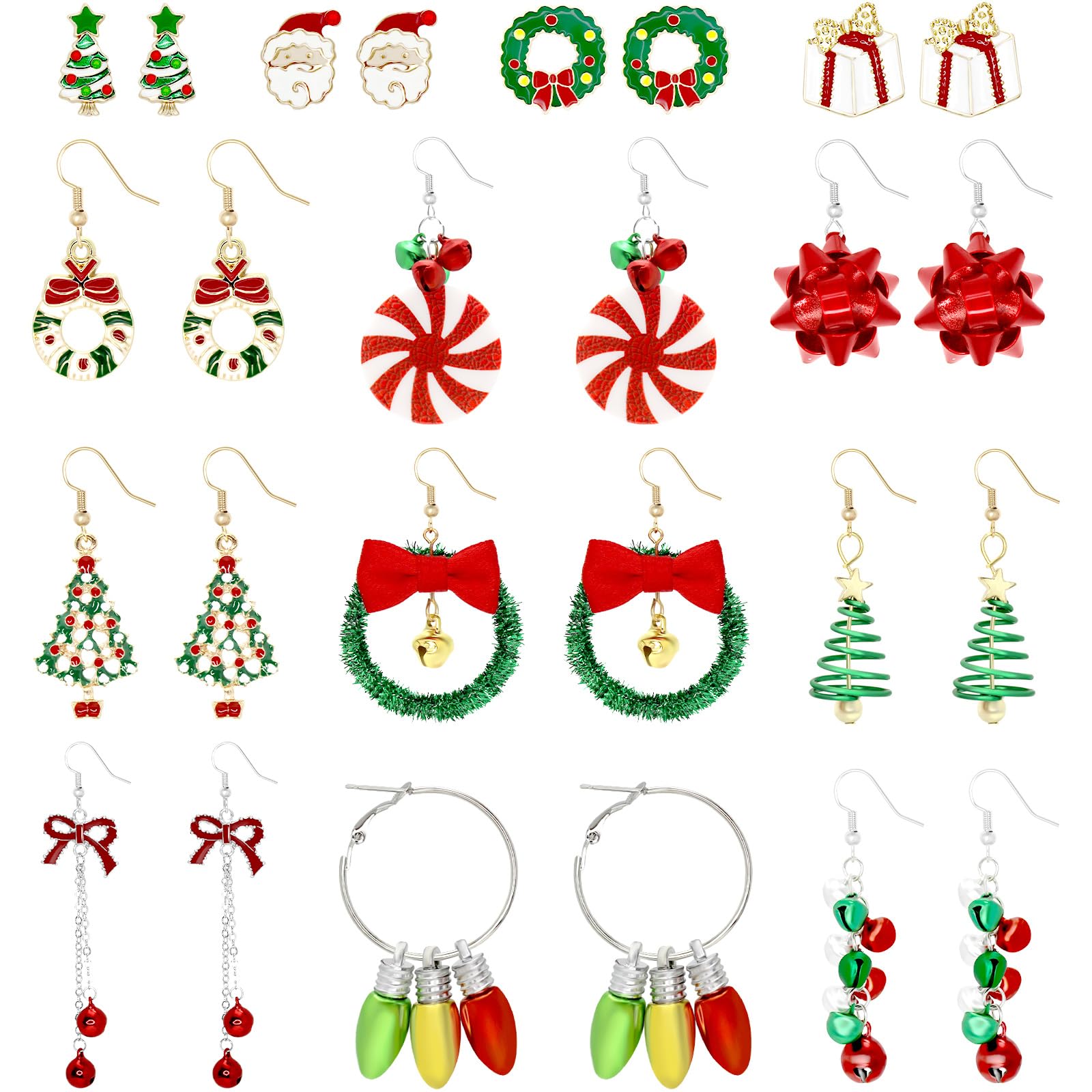 Christmas Earrings 12-Piece Set (6 Pairs)