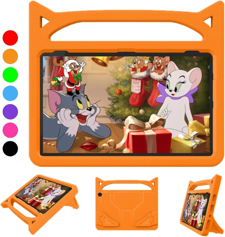 10 inch Tablet case for Kids,Light Weight Shock Proof Handle Stand Kids Friendly.2023/2021 Release.Incompatible with TCL iPad Samsung 10in Tablet.(Orange)