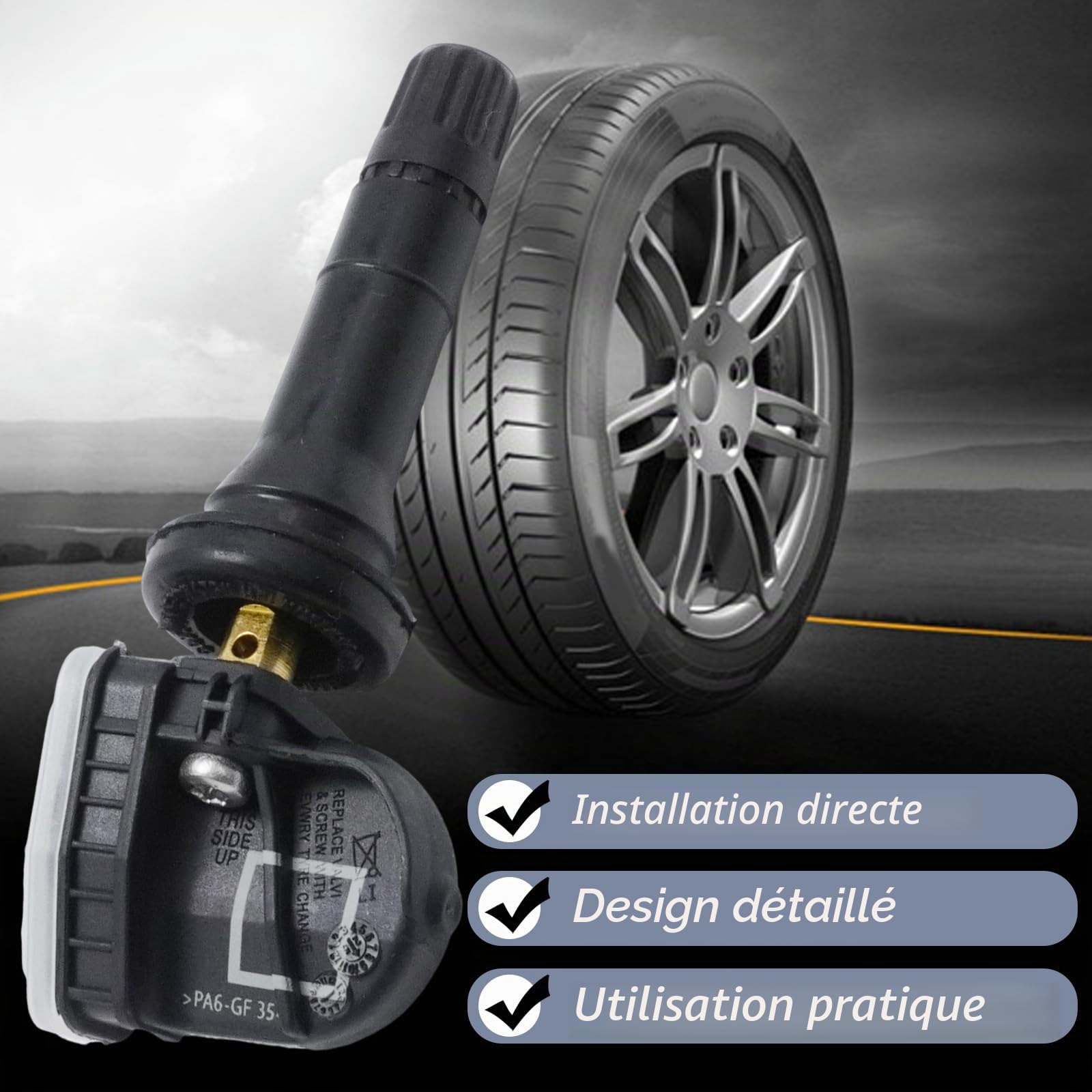 2036832 TPMS Lot de 4 capteurs de pression des pneus de rechange pour Ford Ecosport, Focus, Fiesta, Mondeo, Ranger, remplace 1862980, 2318530